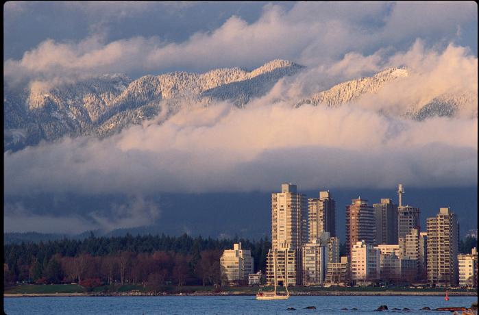 West end with snowy mountains